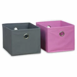 Meuble de rangement pour enfant. Blanc - camille - avec 7 compartiments et 6 paniers gris et roses
