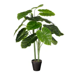 MICA - Plante artificielle : Alocasia en pot vert - H.100xD.50cm