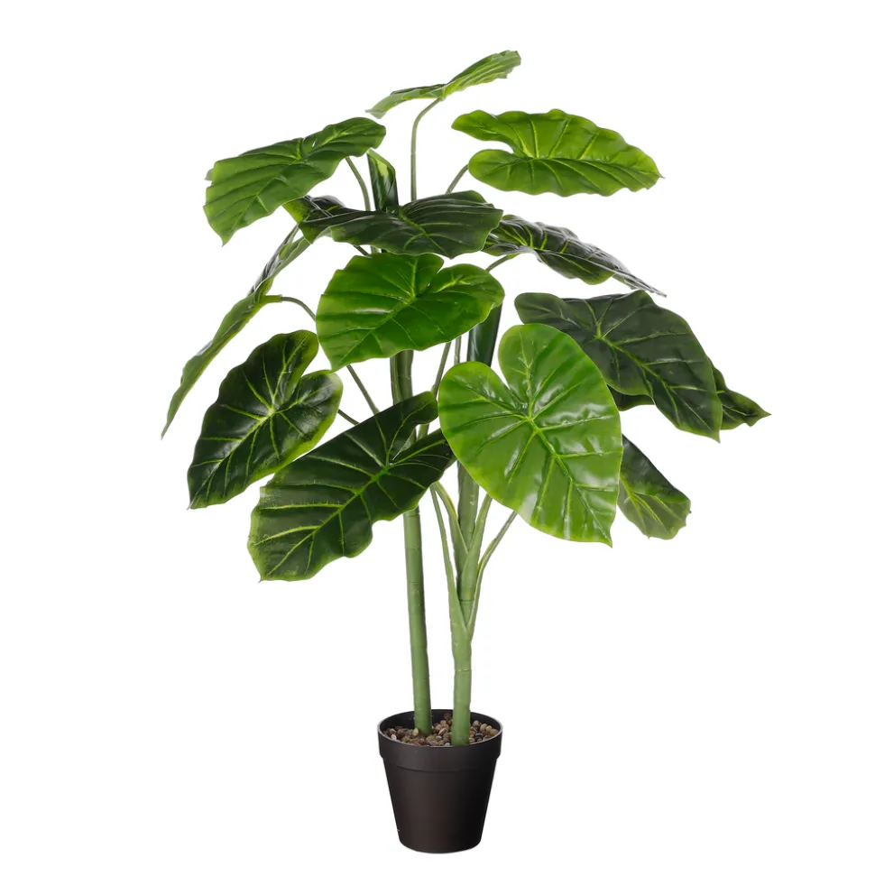 MICA - Plante artificielle : Alocasia en pot vert - H.100xD.50cm