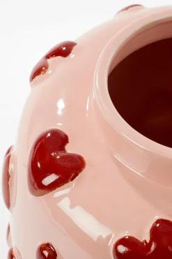 MICA DECORATIONS - Mica decorations - vase en céramique avec des cœurs rose et rouge h28