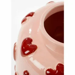 MICA DECORATIONS - Mica decorations - vase en céramique avec des cœurs rose et rouge h28