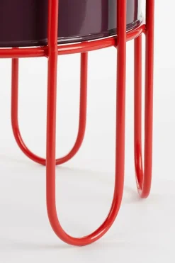 MICA DECORATIONS - Mica decorations - lot de 2 cache-pots sur pied en métal rouge foncé et rouge clair h35