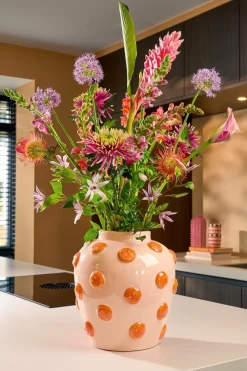 MICA DECORATIONS - Mica decorations - vase avec des smileys en céramique rose h33