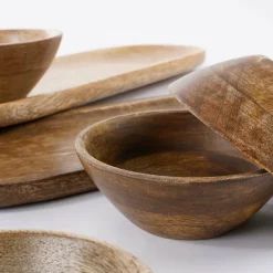 MICA DECORATIONS - Mica decorations - plateau de service aves 3 bols en bois de manguier