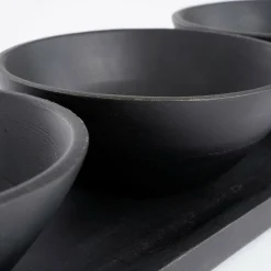 MICA DECORATIONS - Mica decorations - plateau apéritif 3 coupelles en bois de manguier noir