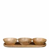 MICA DECORATIONS - Mica decorations - plateau apéritif 3 coupelles en bois de manguier marron clair