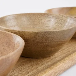 MICA DECORATIONS - Mica decorations - plateau apéritif 3 coupelles en bois de manguier marron clair