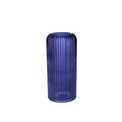 NATURALYS - Vase Nora en verre, coloris bleu - D.10xH.25cm