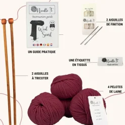 NEEDLE IT - Needle it® kit tricot écharpe bordeaux