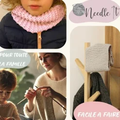 NEEDLE IT - Needle it® kit tricot tour de cou en laine rose