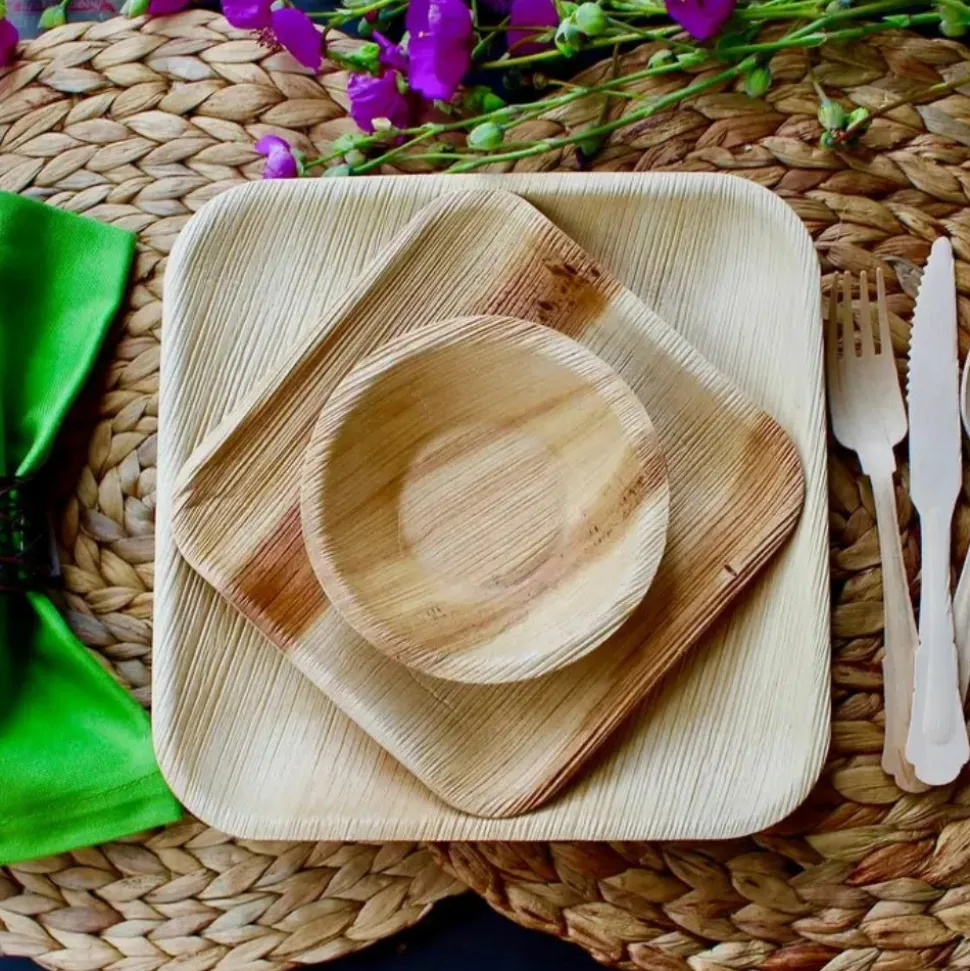 PACOVIS - Assiettes jetables en palmier - lot de 25 - 18 x 18 cm