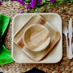 PACOVIS - Assiettes jetables en palmier - lot de 25 - 24 x 24 cm