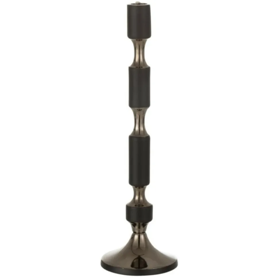 PARIS PRIX - Bougeoir design en aluminium "leo" 44cm noir & or