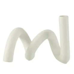 PARIS PRIX - Bougeoir design céramique "torsia" 25cm blanc