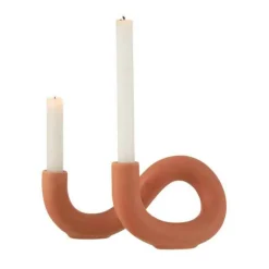 PARIS PRIX - Bougeoir en céramique "torsia" 25cm orange