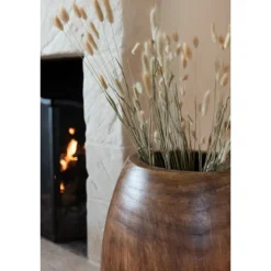 PARIS PRIX - Cache-pot déco "wood paulownia" 40cm marron