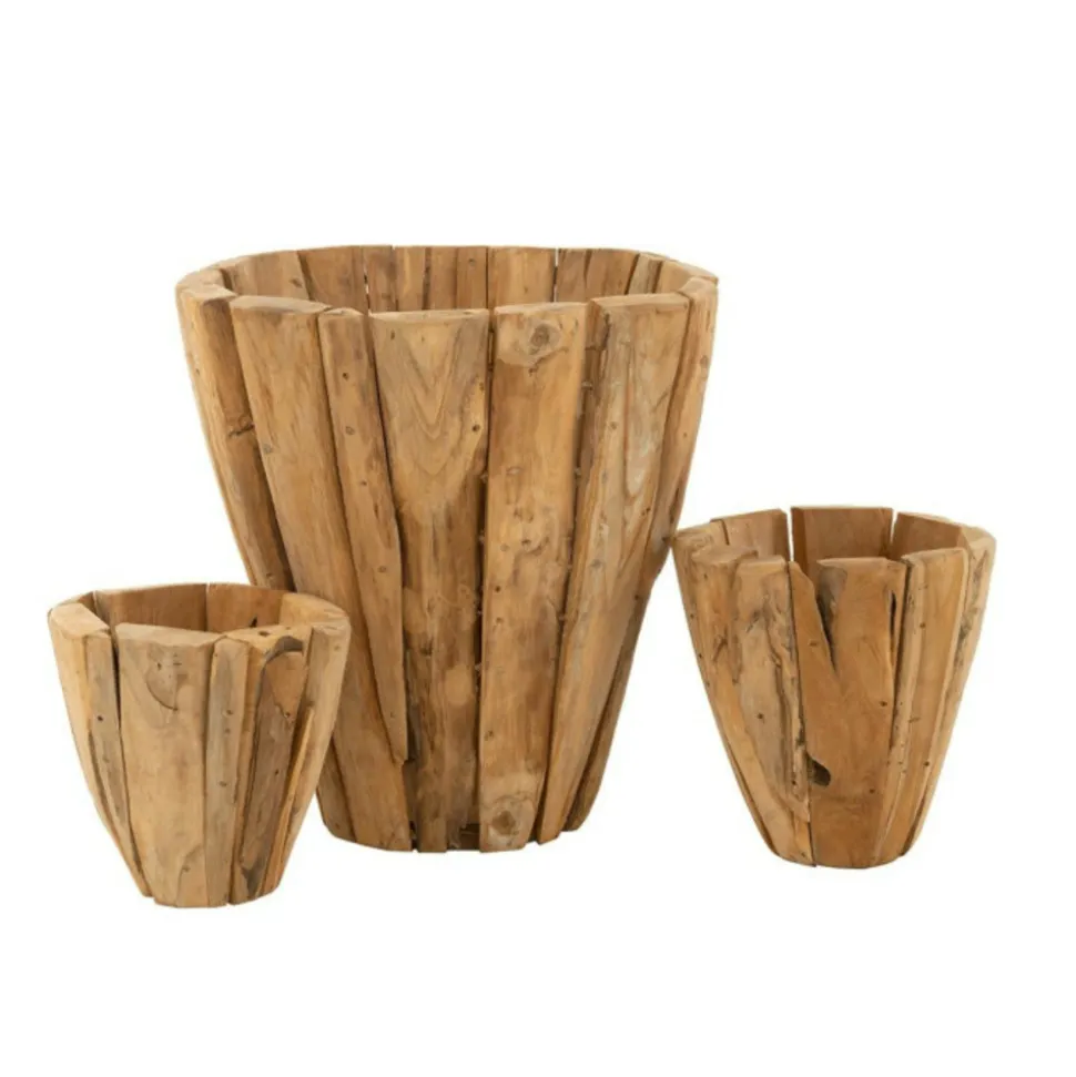 PARIS PRIX - Cache-pot en bois "jack teck" 40cm naturel