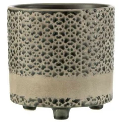 PARIS PRIX - Cache-pot en céramique "mosaïque" 17cm gris
