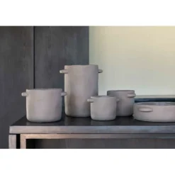 PARIS PRIX - Cache-pot en ciment "gustave" 24cm marron foncé