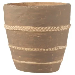 PARIS PRIX - Cache-pot en terre cuite "tressé" 24cm marron