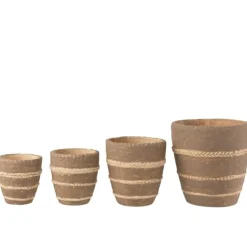 PARIS PRIX - Cache-pot en terre cuite "tressé" 24cm marron