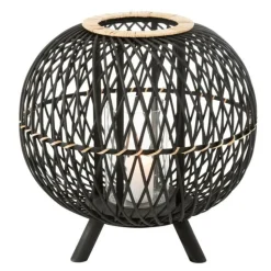 PARIS PRIX - Lanterne design "boule sur pied" 43cm noir