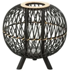 PARIS PRIX - Lanterne design "boule sur pied" 39cm noir