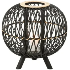 PARIS PRIX - Lanterne design "boule sur pied" 33cm noir