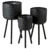 PARIS PRIX - Lot de 3 cache-pots design "cuye" 76cm noir