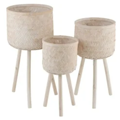 PARIS PRIX - Lot de 3 cache-pots design "cuye" 76cm naturel