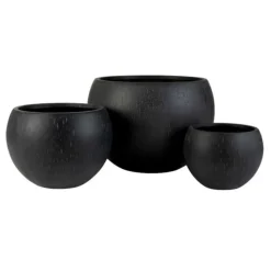 PARIS PRIX - Lot de 3 cache-pots design "argile" 55cm noir