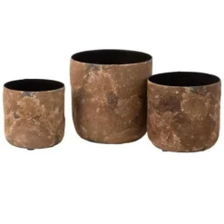 PARIS PRIX - Lot de 3 cache-pots en métal "effy" 18cm marron