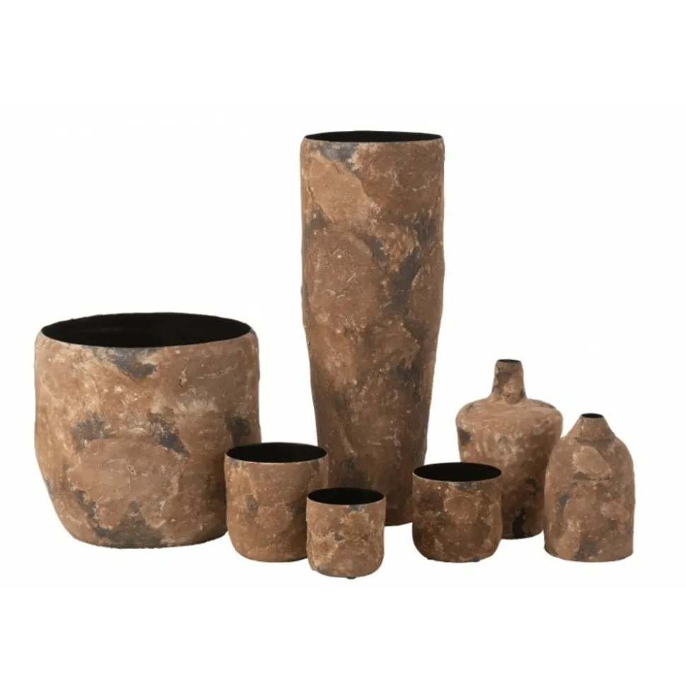 PARIS PRIX - Lot de 3 cache-pots en métal "effy" 18cm marron