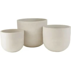 PARIS PRIX - Lot de 3 cache-pots céramique "roda" 50cm blanc