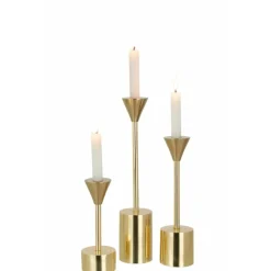 PARIS PRIX - Lot de 3 chandeliers design "emma" 37cm or