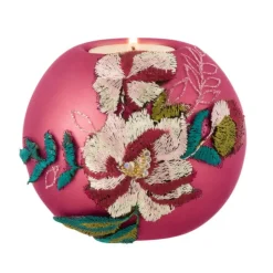 PARIS PRIX - Lot de 4 photophores design "fleurs" 10cm rose