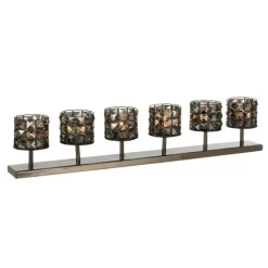 PARIS PRIX - Lot de 6 photophores avec cristaux "gilo" 61cm gris