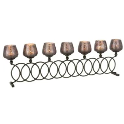 PARIS PRIX - Lot de 8 photophores avec anneaux "gilo" 72cm gris