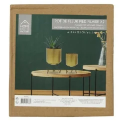 PARIS PRIX - Lot de 2 pots à fleurs "pied filaire" 22cm or