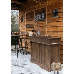 PARIS PRIX - Photophore 5 têtes en bois "deer" 58cm naturel