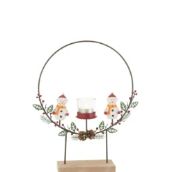 PARIS PRIX - Photophore cercle "bonhommes de neige" 28cm multicolore