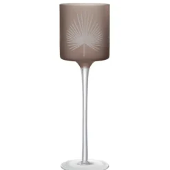 PARIS PRIX - Photophore déco "feuilles de palmier" 30cm marron