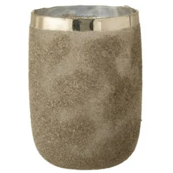 PARIS PRIX - Photophore déco en verre "frosty" 25cm argent