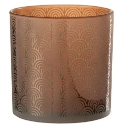 PARIS PRIX - Photophore déco en verre "arc" 15cm orange