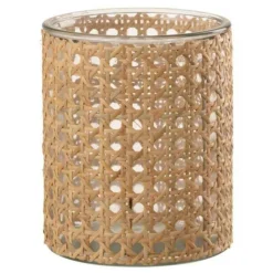 PARIS PRIX - Photophore déco en rotin "samana" 17cm naturel