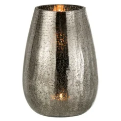 PARIS PRIX - Photophore design "œuf craquelé" 26cm gris