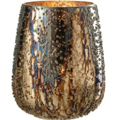 PARIS PRIX - Photophore design en verre "lise" 21cm marron