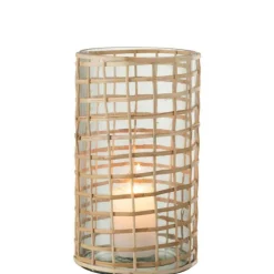 PARIS PRIX - Photophore design en rotin "lamina" 25cm naturel