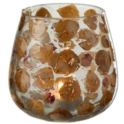 PARIS PRIX - Photophore design en verre "gerard" 15cm ambre