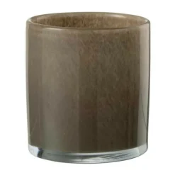 PARIS PRIX - Photophore design en verre "jade" 12cm marron